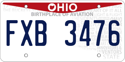 OH license plate FXB3476
