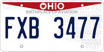 OH license plate FXB3477