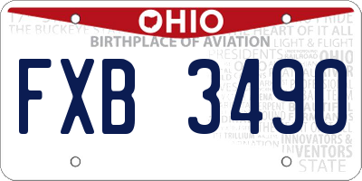 OH license plate FXB3490