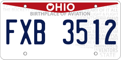 OH license plate FXB3512