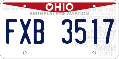 OH license plate FXB3517
