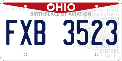 OH license plate FXB3523