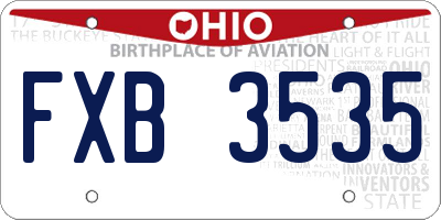 OH license plate FXB3535