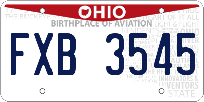 OH license plate FXB3545