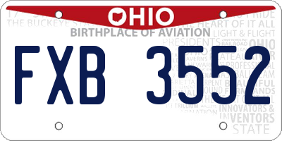 OH license plate FXB3552
