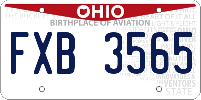 OH license plate FXB3565