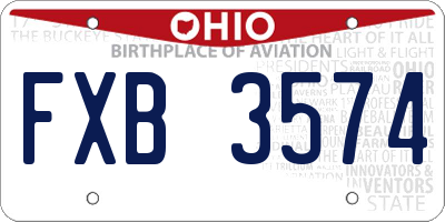 OH license plate FXB3574