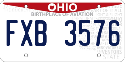 OH license plate FXB3576