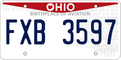 OH license plate FXB3597