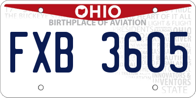 OH license plate FXB3605