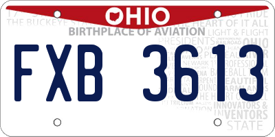 OH license plate FXB3613