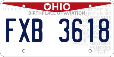 OH license plate FXB3618