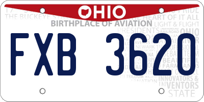 OH license plate FXB3620