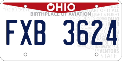 OH license plate FXB3624