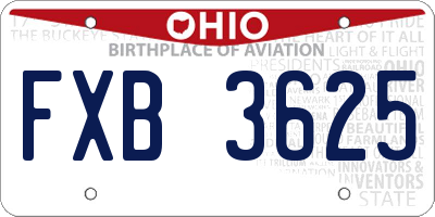 OH license plate FXB3625
