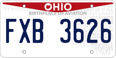OH license plate FXB3626