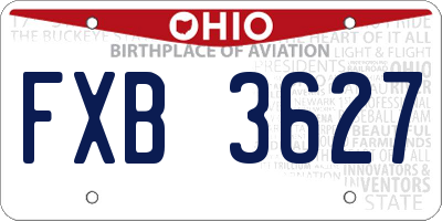 OH license plate FXB3627