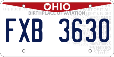 OH license plate FXB3630