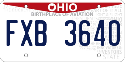 OH license plate FXB3640