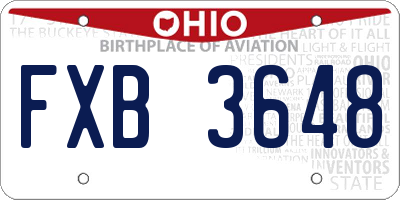 OH license plate FXB3648