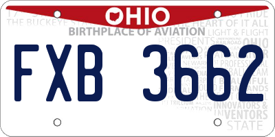 OH license plate FXB3662