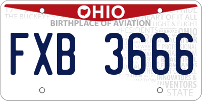 OH license plate FXB3666
