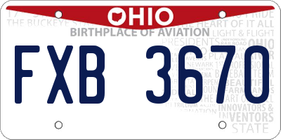 OH license plate FXB3670