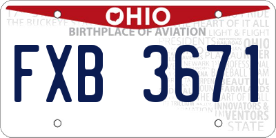OH license plate FXB3671