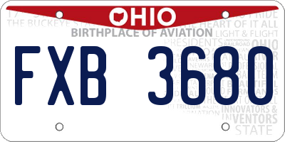 OH license plate FXB3680