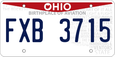 OH license plate FXB3715