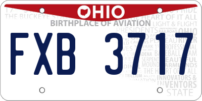 OH license plate FXB3717