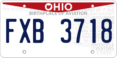 OH license plate FXB3718