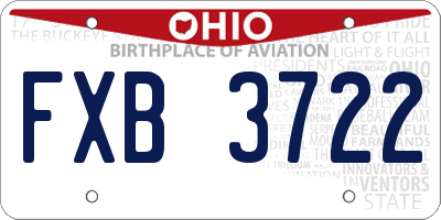 OH license plate FXB3722