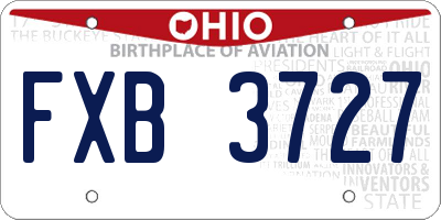 OH license plate FXB3727
