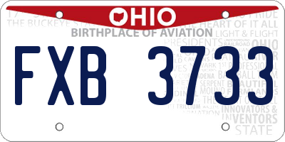 OH license plate FXB3733