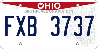 OH license plate FXB3737