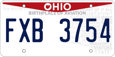 OH license plate FXB3754