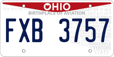 OH license plate FXB3757