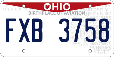 OH license plate FXB3758