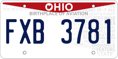 OH license plate FXB3781