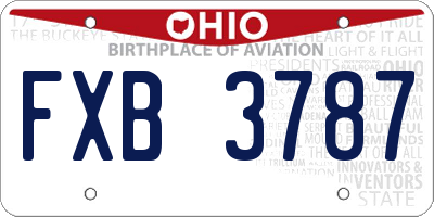 OH license plate FXB3787