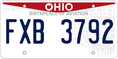 OH license plate FXB3792