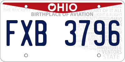 OH license plate FXB3796