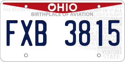 OH license plate FXB3815