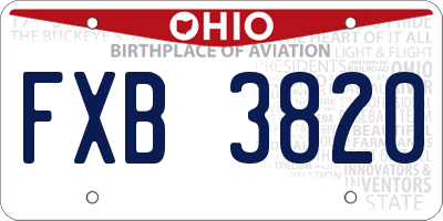 OH license plate FXB3820