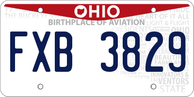 OH license plate FXB3829