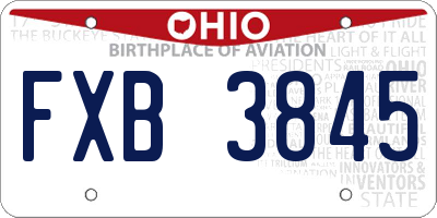 OH license plate FXB3845
