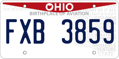 OH license plate FXB3859