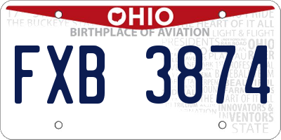 OH license plate FXB3874