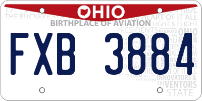 OH license plate FXB3884